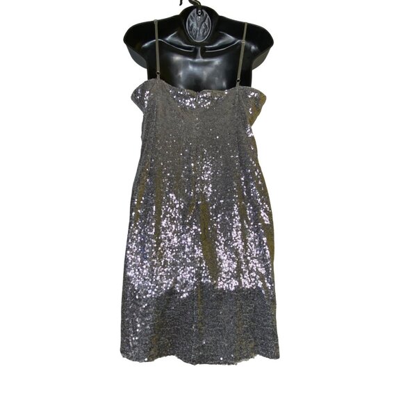 Lulus‎ XL Silver Sequin Mini Dress Spaghetti Straps Disco Bling Club Y2k Rave - Picture 4 of 9